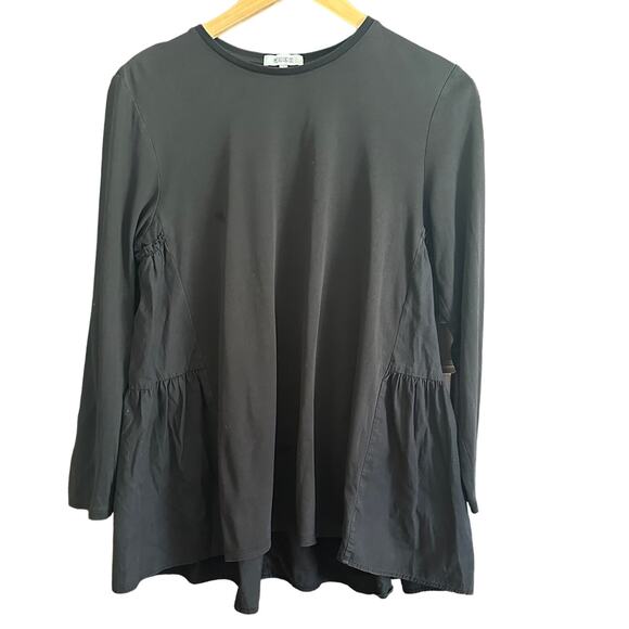 PLST | Minimalist Black Ruffle Back Shirt | Size Small - Picture 1 of 4